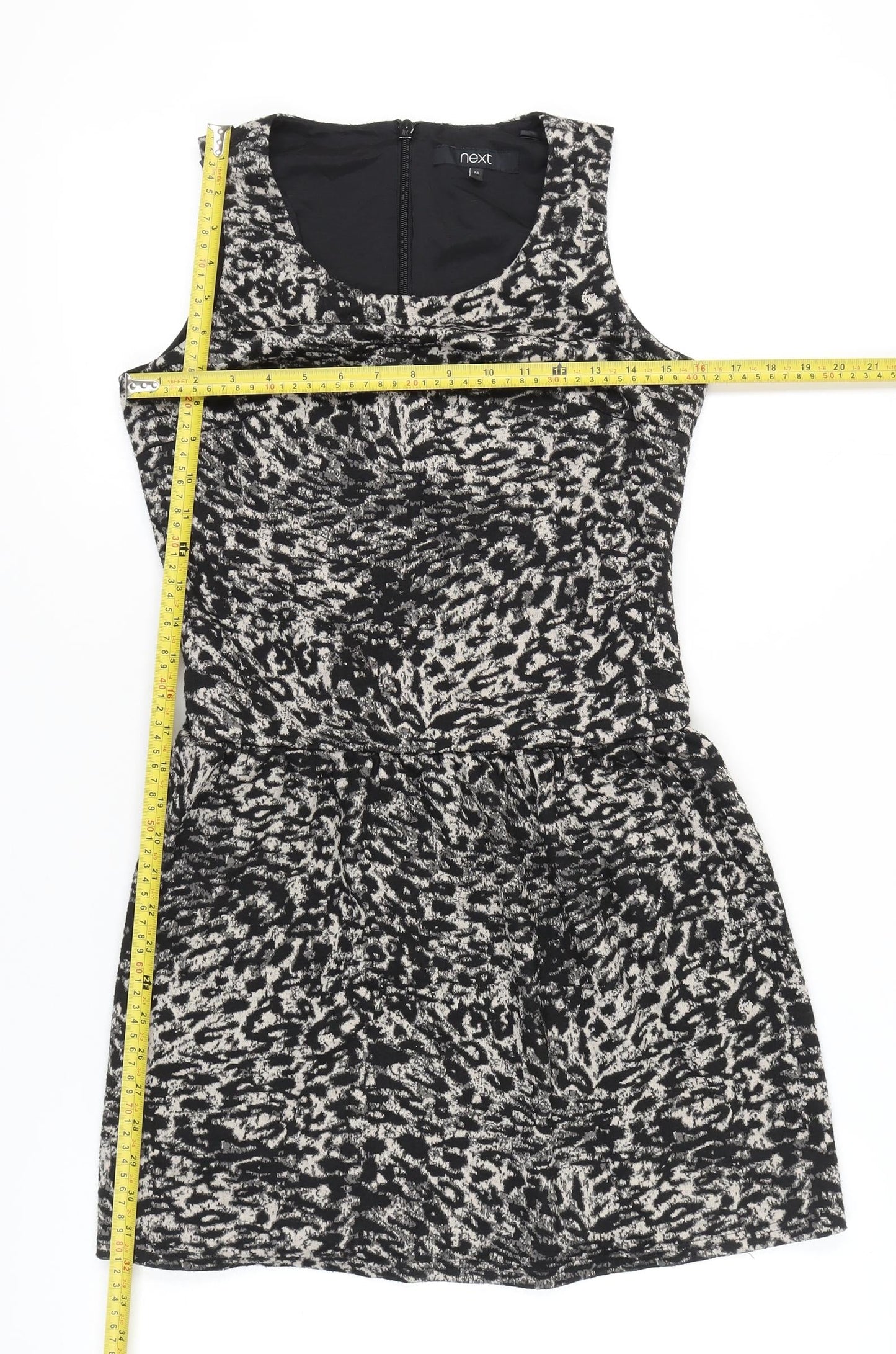 Next Women’s Black Animal Print A-Line Dress Size 8 Sleeveless