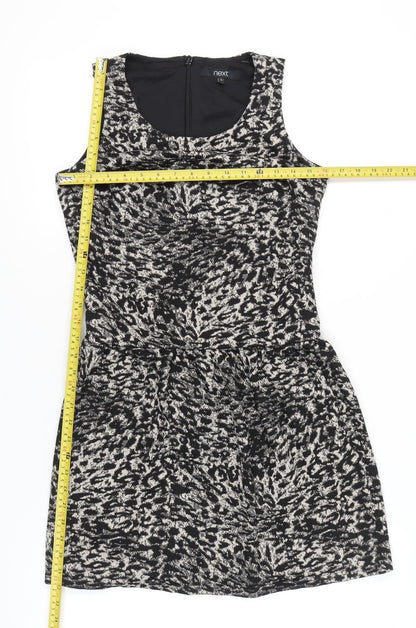 Next Women’s Black Animal Print A-Line Dress Size 8 Sleeveless