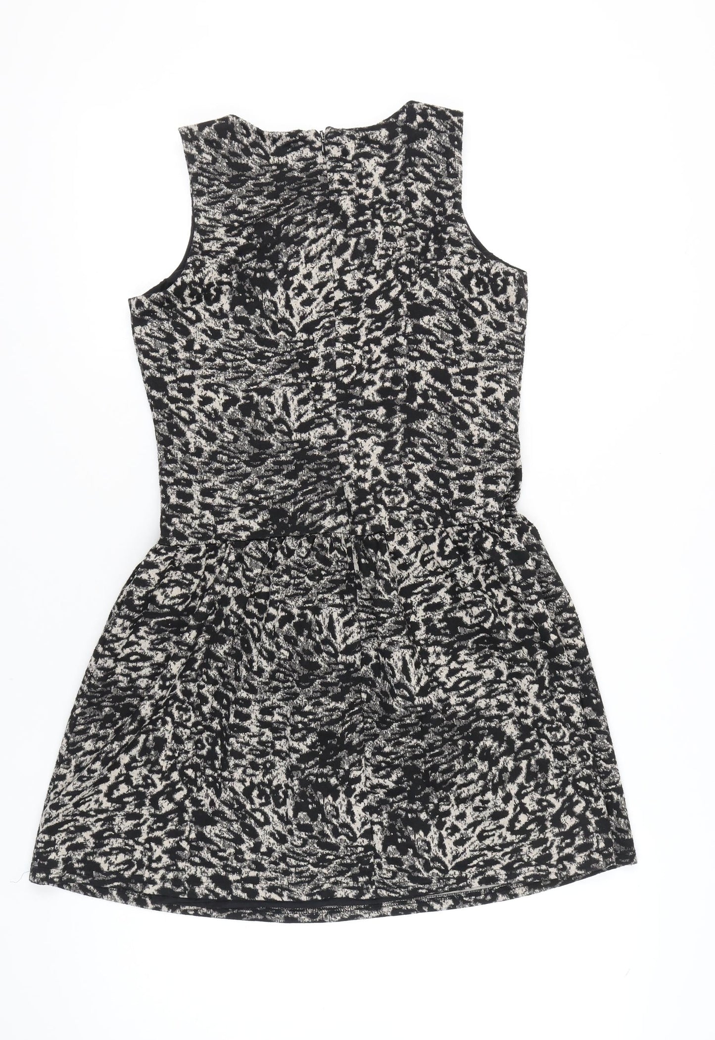 Next Women’s Black Animal Print A-Line Dress Size 8 Sleeveless