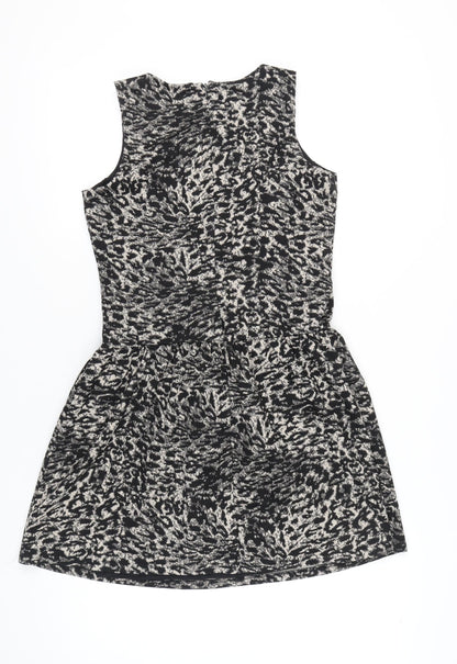 Next Women’s Black Animal Print A-Line Dress Size 8 Sleeveless