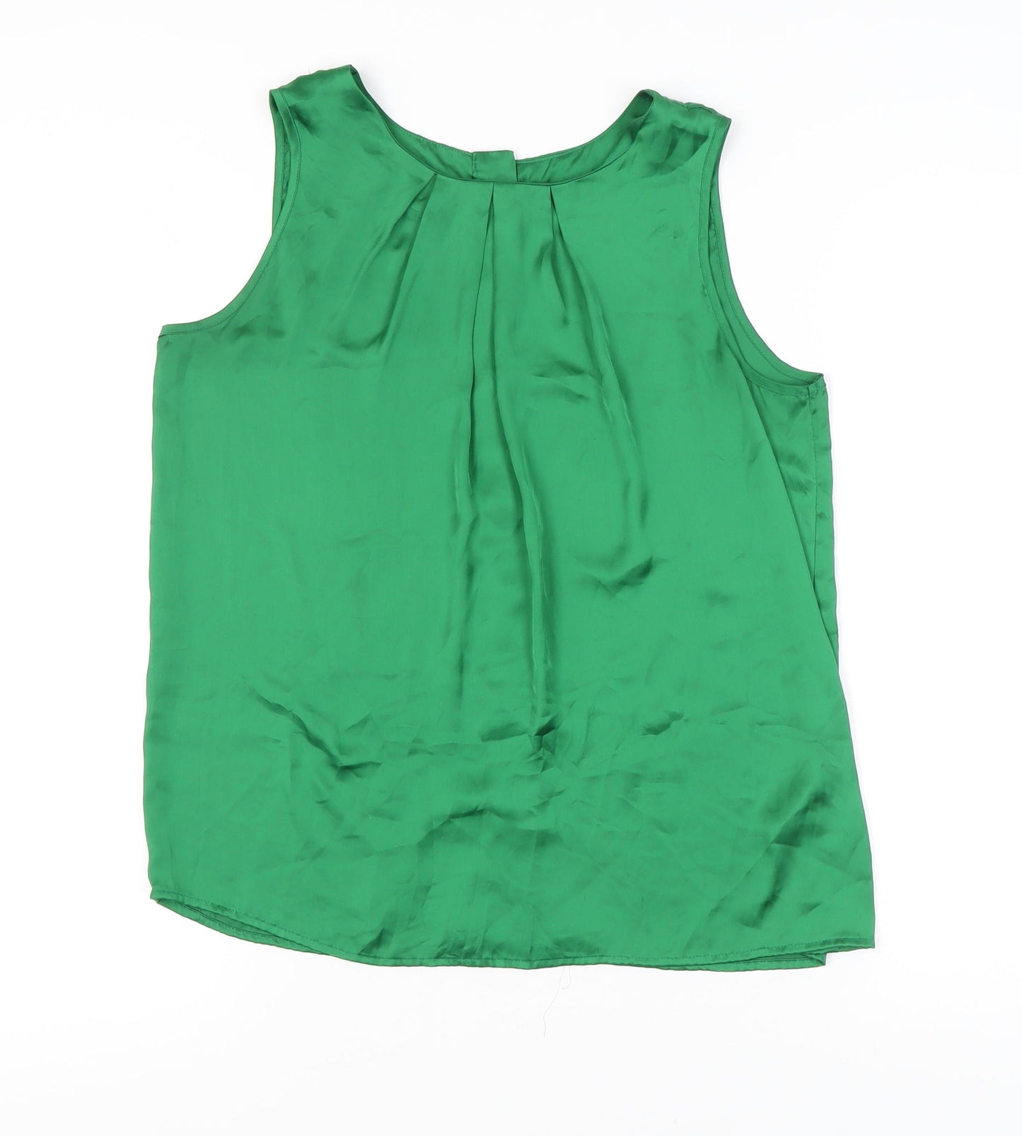 New Look Women’s Green Satin Sleeveless Scoop Neck Blouse Size 14
