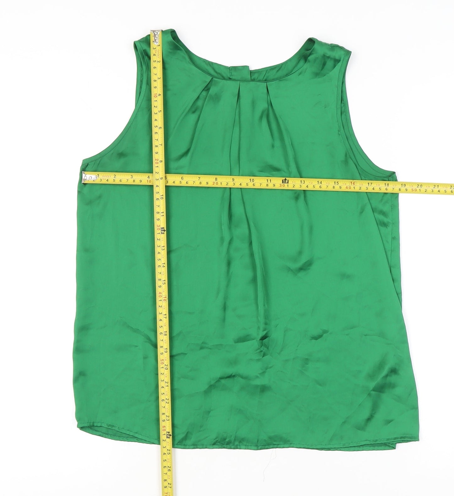 New Look Women’s Green Satin Sleeveless Scoop Neck Blouse Size 14