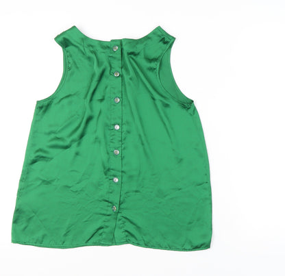New Look Women’s Green Satin Sleeveless Scoop Neck Blouse Size 14