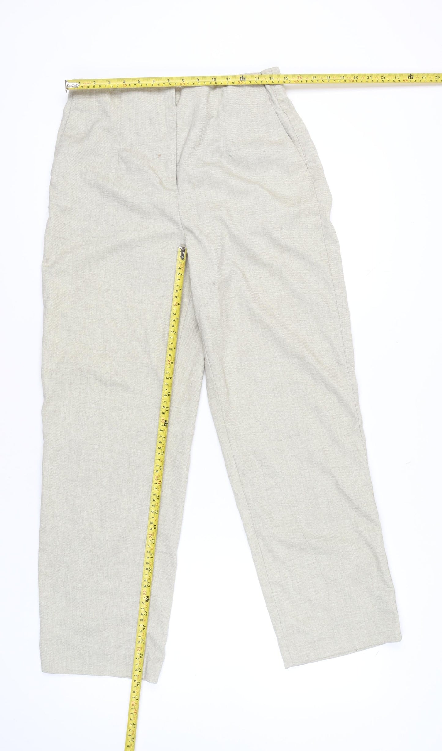 Womens UK Size 16 H&M Regular Fit Casual Workwear Beige Trousers