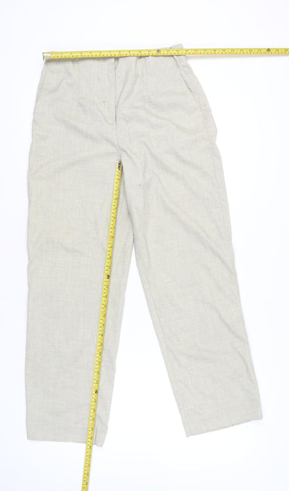 Womens UK Size 16 H&M Regular Fit Casual Workwear Beige Trousers