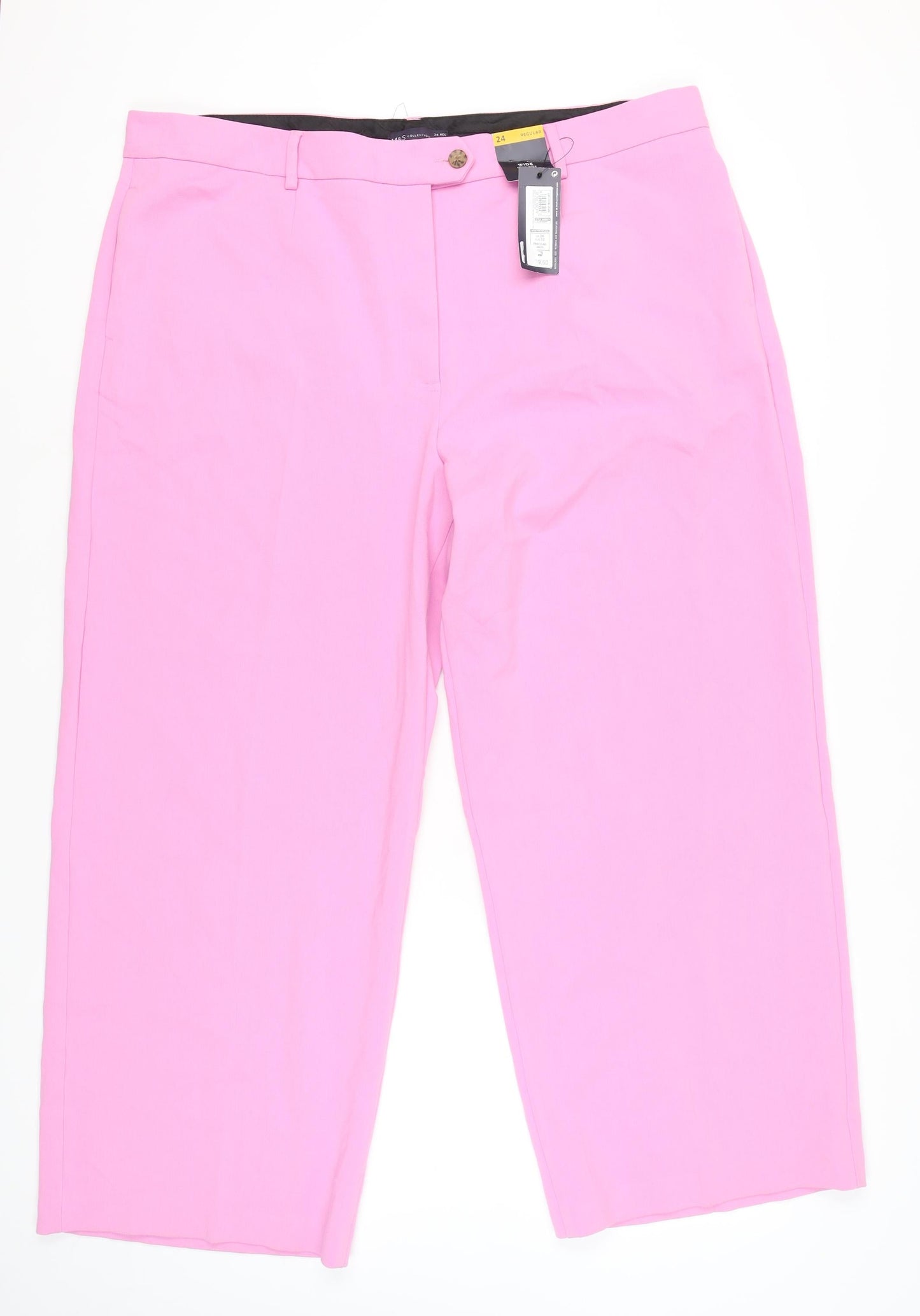 Womens UK Size 24 Marks and Spencer Regular Fit Casual Business Pink Trousers
