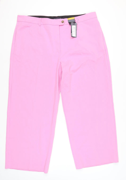 Womens UK Size 24 Marks and Spencer Regular Fit Casual Business Pink Trousers