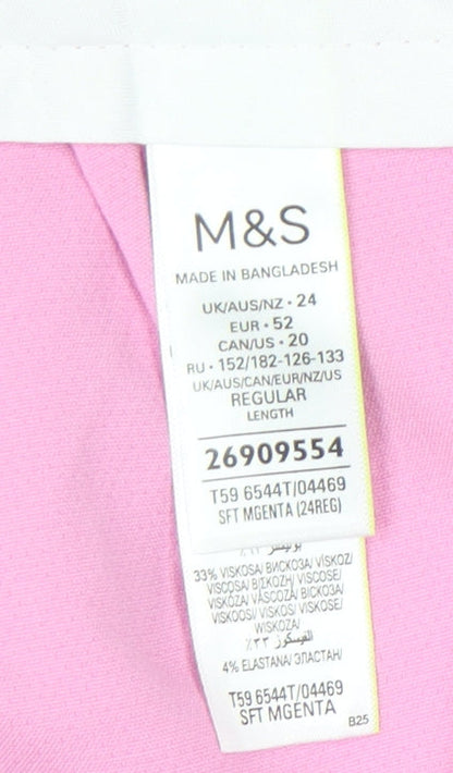 Womens UK Size 24 Marks and Spencer Regular Fit Casual Business Pink Trousers