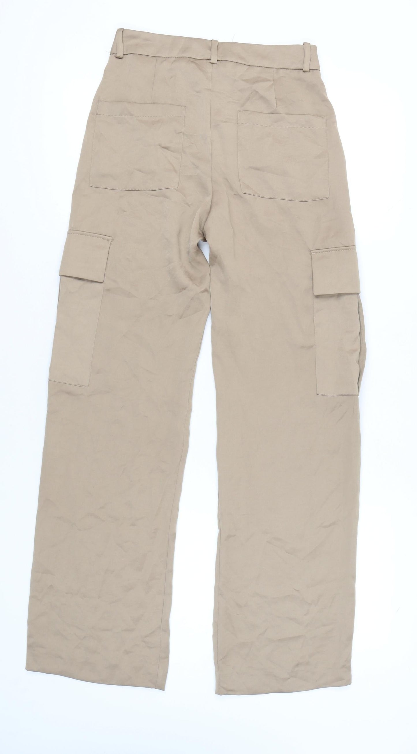 Womens UK Size XS Zara Regular Fit Cargo Beige Trousers