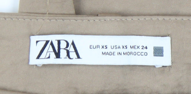 Womens UK Size XS Zara Regular Fit Cargo Beige Trousers