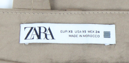 Womens UK Size XS Zara Regular Fit Cargo Beige Trousers