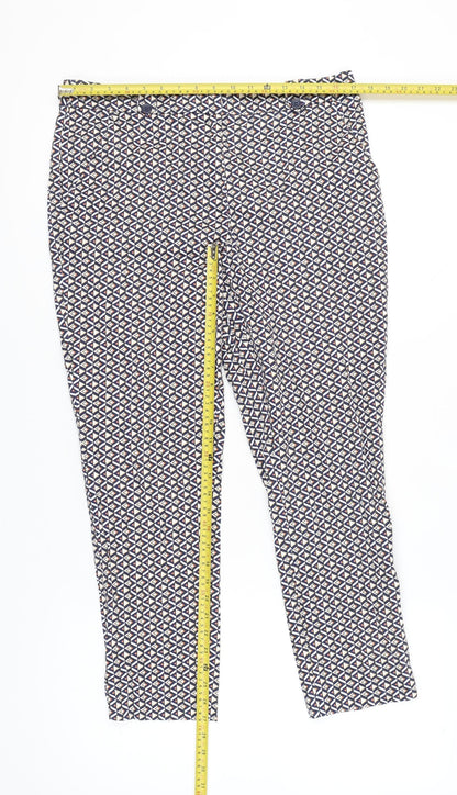 TU Womens Multicoloured Geometric Chino Trousers Size 14 Slim Fit