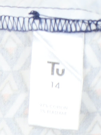 TU Womens Multicoloured Geometric Chino Trousers Size 14 Slim Fit