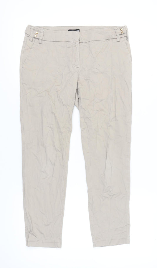 Womens UK Size 10 Warehouse Slim Fit Chino Beige Trousers