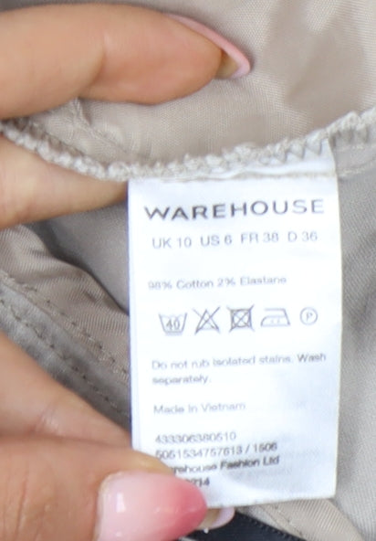 Womens UK Size 10 Warehouse Slim Fit Chino Beige Trousers