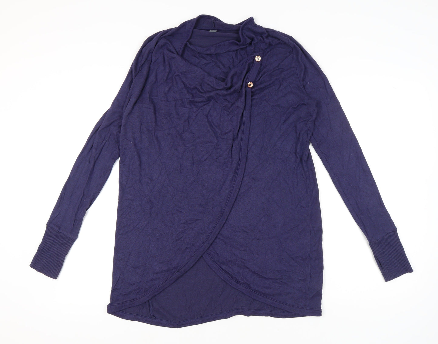 AnyBody Womens Purple Wrap Cowl Neck Long Sleeve Jumper M