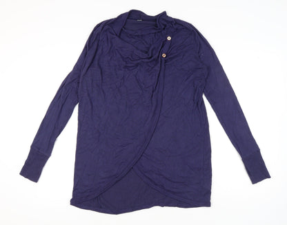 AnyBody Womens Purple Wrap Cowl Neck Long Sleeve Jumper M