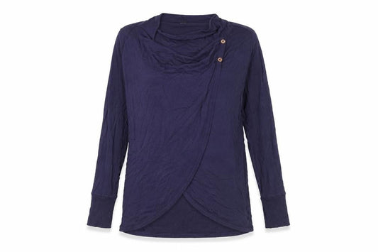 AnyBody Womens Purple Wrap Cowl Neck Long Sleeve Jumper M