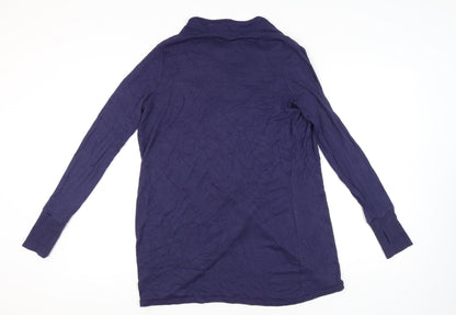 AnyBody Womens Purple Wrap Cowl Neck Long Sleeve Jumper M