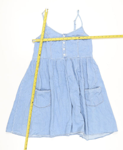 Topshop MOTO Women's Blue Size 10 A-Line Denim Short Dress