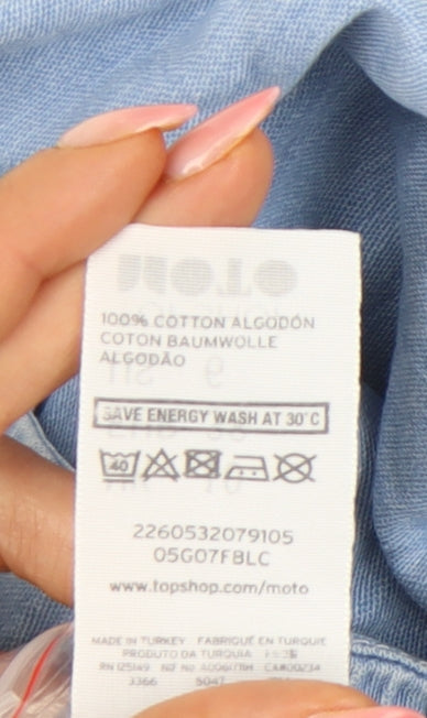 Topshop MOTO Women's Blue Size 10 A-Line Denim Short Dress