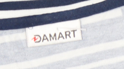 Damart Women’s Blue Striped Asymmetric Knee Dress Size 20