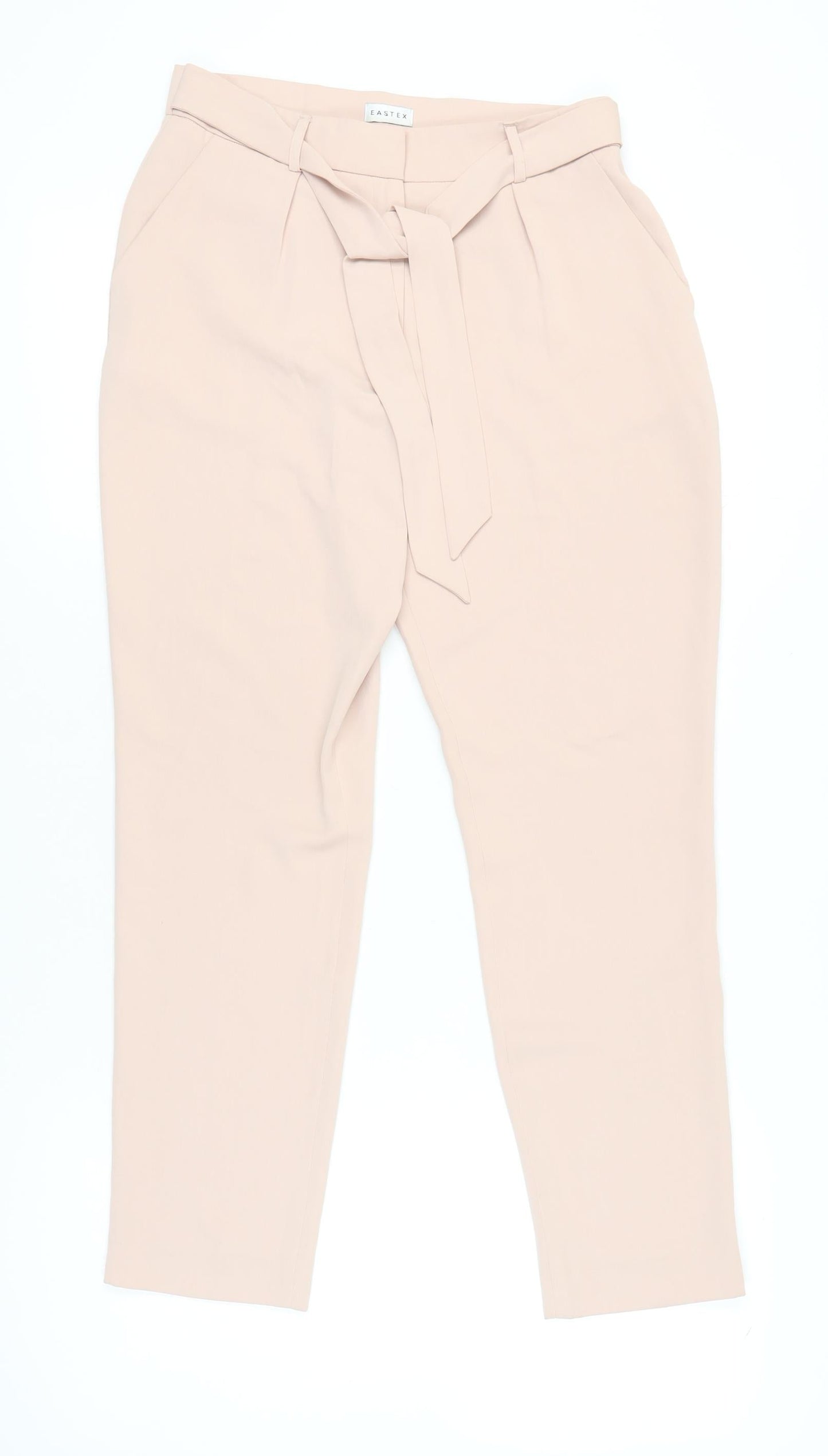 Womens UK Size 10 Eastex Regular Fit Paperbag Beige Trousers
