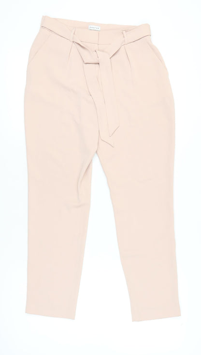 Womens UK Size 10 Eastex Regular Fit Paperbag Beige Trousers