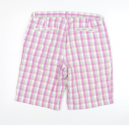 Original Penguin Men's Pink Check Chino Shorts Size 36 Cotton Regular Fit