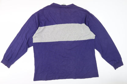 Timberland Men's Purple Grey Logo Sweater L Vintage 90s Crew Neck Pullover