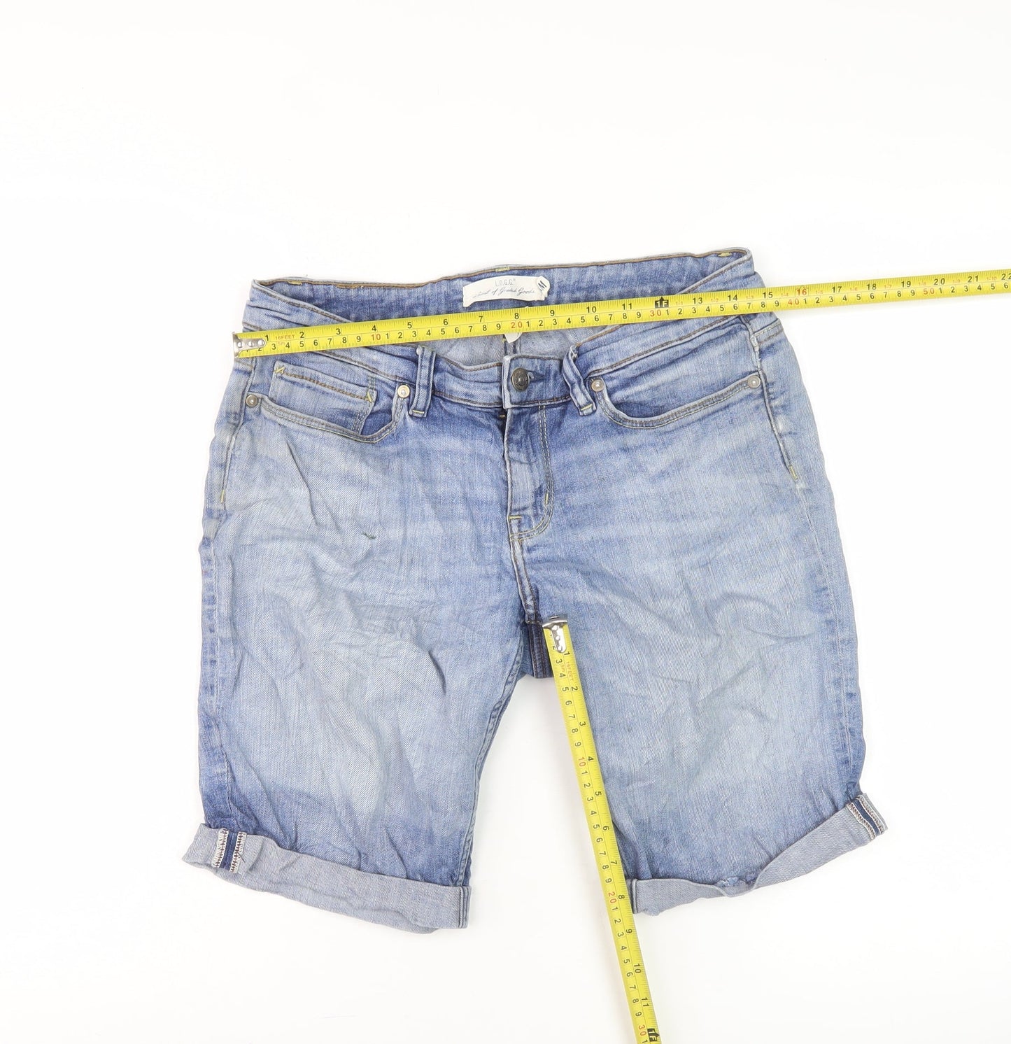 H&M L.O.G.G. Men's Blue Denim Chino Shorts Size 30 Regular Fit Summer Casual