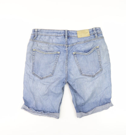 H&M L.O.G.G. Men's Blue Denim Chino Shorts Size 30 Regular Fit Summer Casual