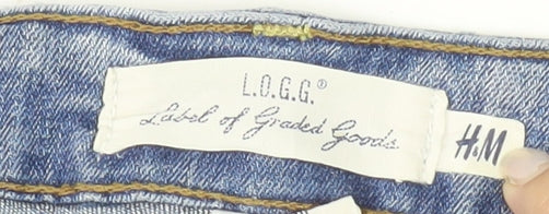 H&M L.O.G.G. Men's Blue Denim Chino Shorts Size 30 Regular Fit Summer Casual