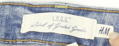 H&M L.O.G.G. Men's Blue Denim Chino Shorts Size 30 Regular Fit Summer Casual