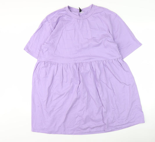 H&M Women’s Purple T-Shirt Dress Size 12 Cotton Casual Short Sleeve