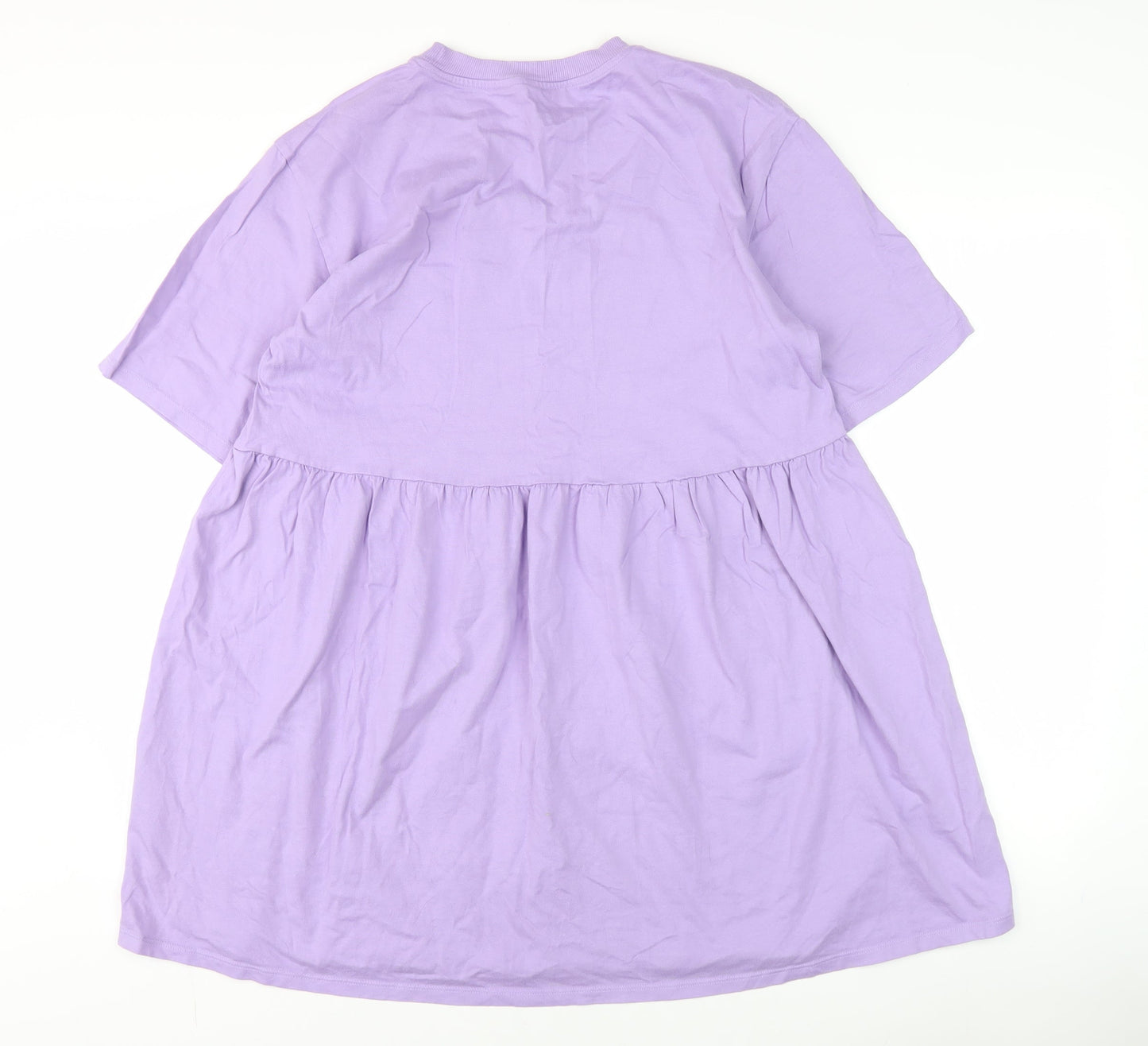 H&M Women’s Purple T-Shirt Dress Size 12 Cotton Casual Short Sleeve