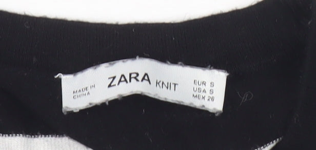 Womens UK Size S Zara Black Basic T-Shirt