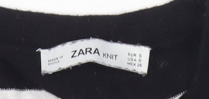 Womens UK Size S Zara Black Basic T-Shirt