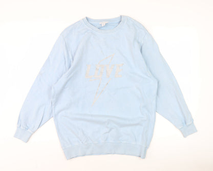 Sonder Studio Women's Blue Glitter 'LOVE' Pullover Sweatshirt UK 8