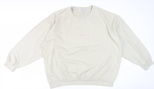Topman Men’s Beige Soho Logo Sweatshirt L Regular Fit Crew Neck