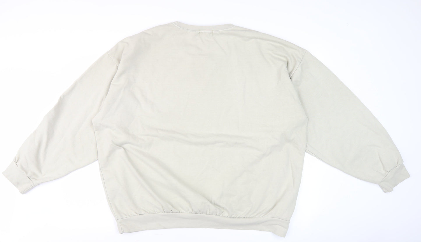 Topman Men’s Beige Soho Logo Sweatshirt L Regular Fit Crew Neck