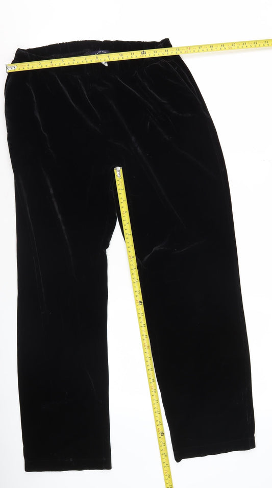 Womens UK Size 6-8 Lands' End Regular Fit Casual Black Trousers
