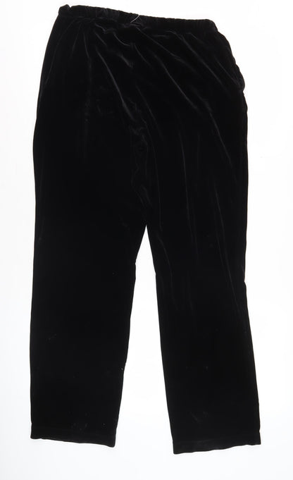 Womens UK Size 6-8 Lands' End Regular Fit Casual Black Trousers