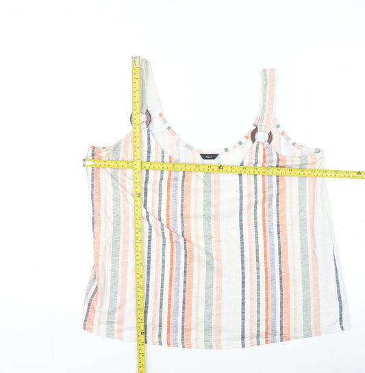 M&Co Women’s Multicoloured Striped Cotton Tank Top Size 16