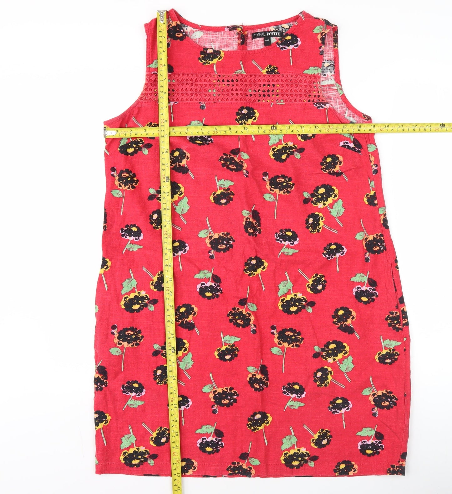 Next Petite Women's Red Floral Shift Knee Length Dress Size 14