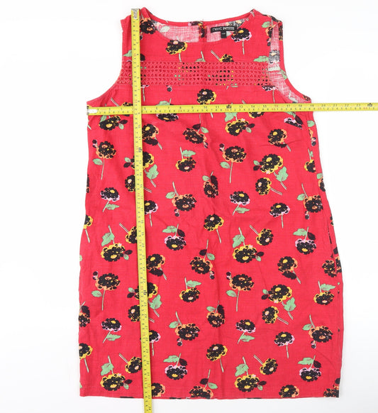 Next Petite Women's Red Floral Shift Knee Length Dress Size 14