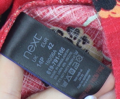 Next Petite Women's Red Floral Shift Knee Length Dress Size 14