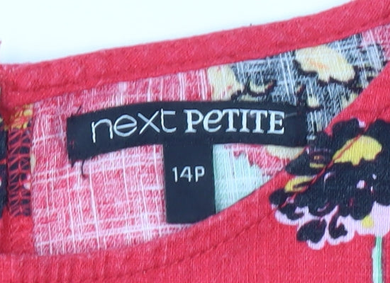 Next Petite Women's Red Floral Shift Knee Length Dress Size 14