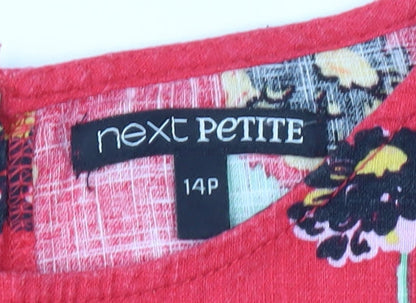 Next Petite Women's Red Floral Shift Knee Length Dress Size 14