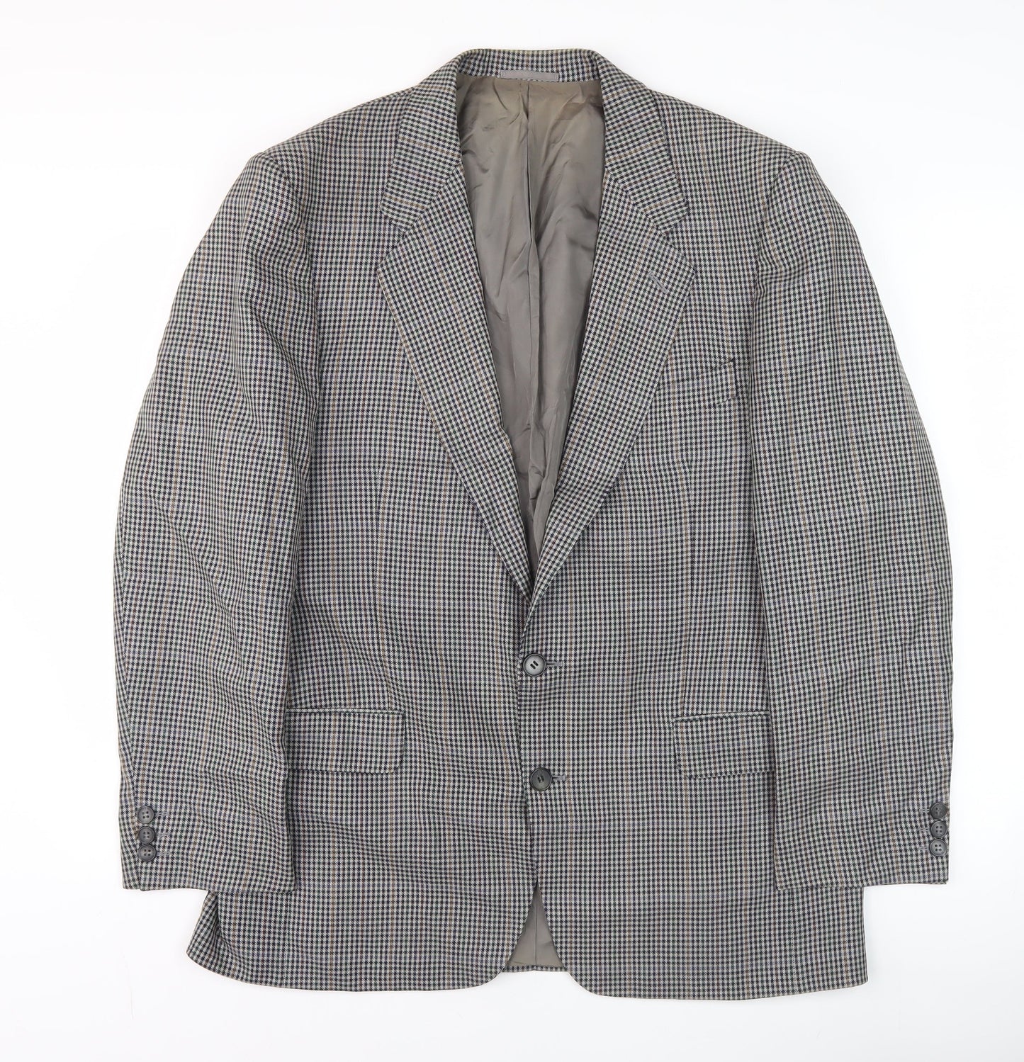 Jaeger Men's Grey Check Wool Blazer Jacket 50R Regular Fit